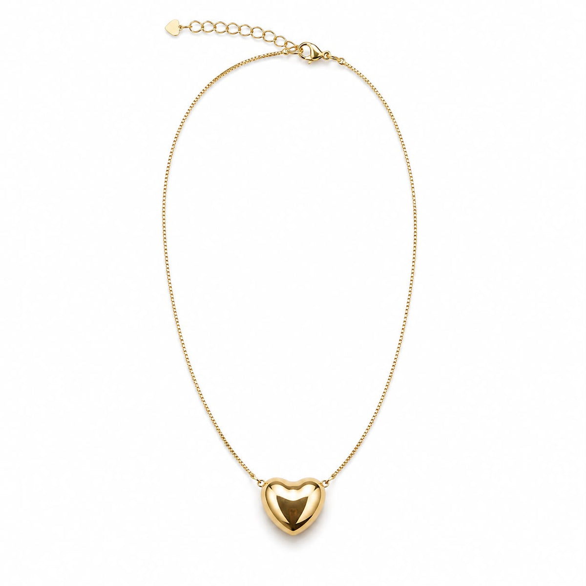 Lyora Puffy Heart Necklace in gold
