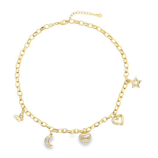 Lyora Celestial Charm Necklace in gold