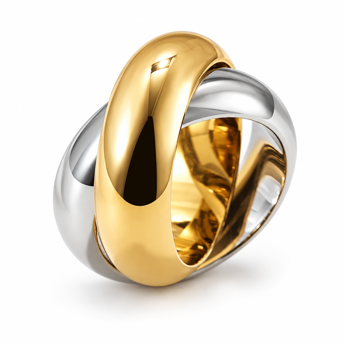 Lyora two-tone statement ring product front view